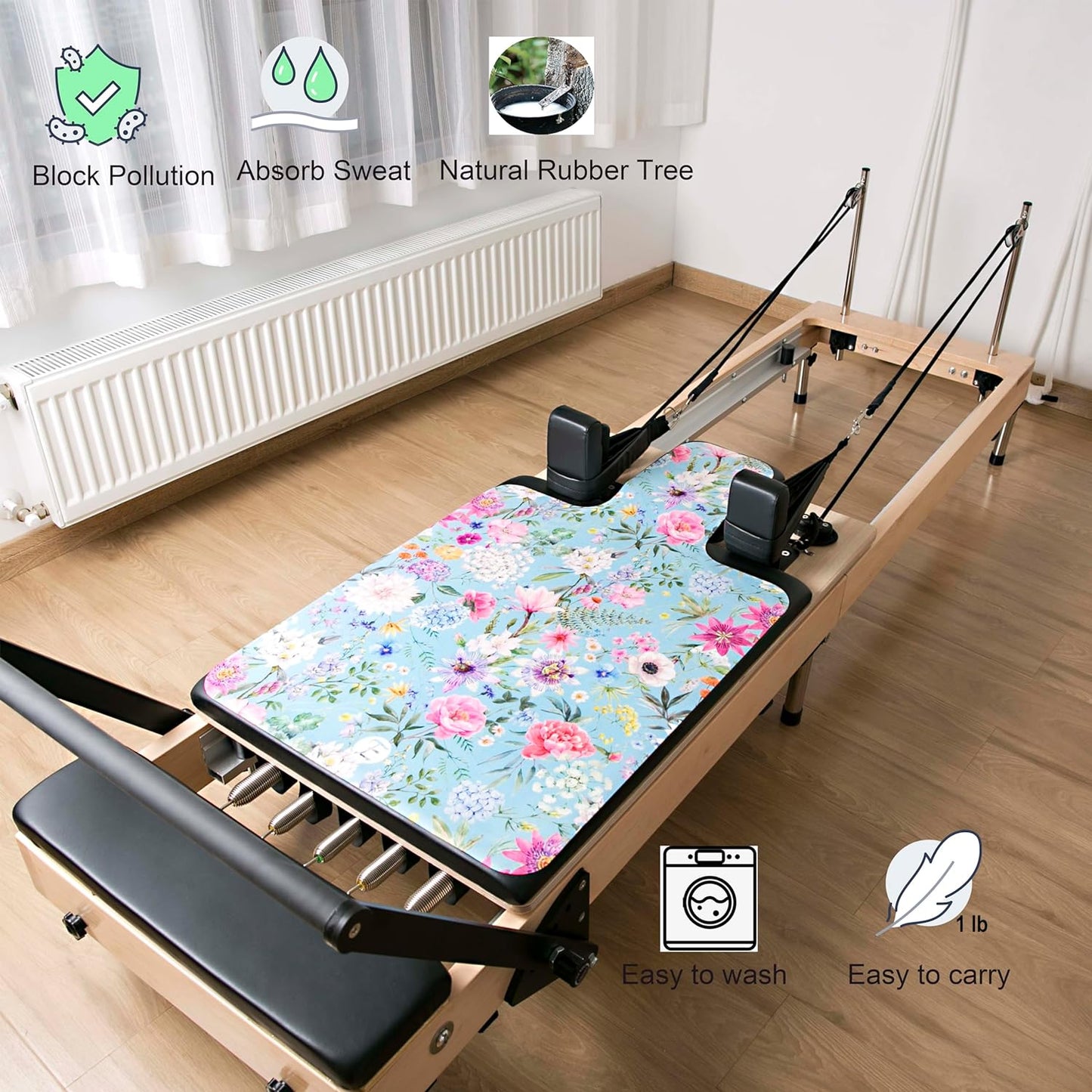 Pilates Reformer Mat Towel with Shoulders, Pilates Reformer Cover with Great Grip, Easy to Wash Light Weight Portable