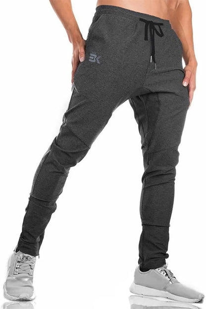 Mens Jogger Sport Pants, Casual Zipper Gym Workout Sweatpants Pockets