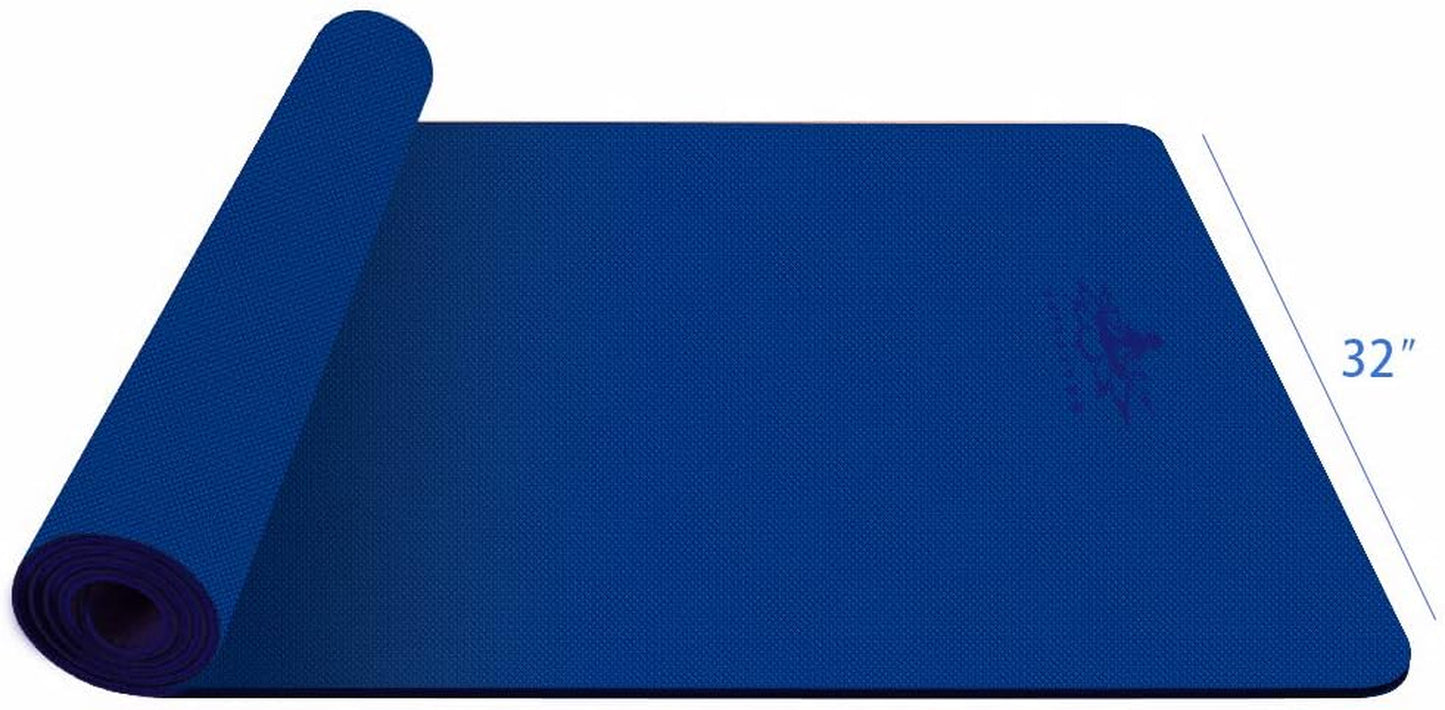 Large TPE Yoga Mat - 72"X 32" X 1/4 Inch -Eco Friendly SGS Certified -Non Slip Bolster with Carrying Bag for Home Gym, Pilates & Floor Outdoor Exercises