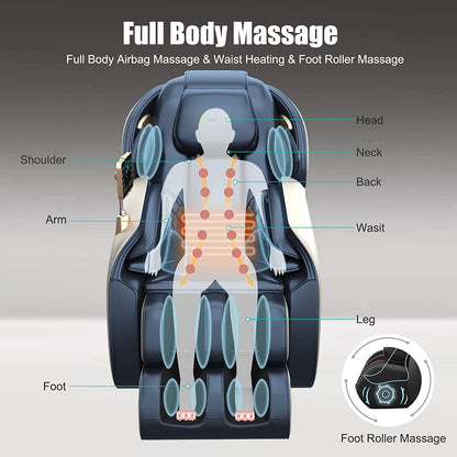 Massage Chair, Full Body Zero Gravity SL Track Massage Chair, Shiatsu Massage Chair Recliner with Heat Body Scan Foot Roller, Favor-06