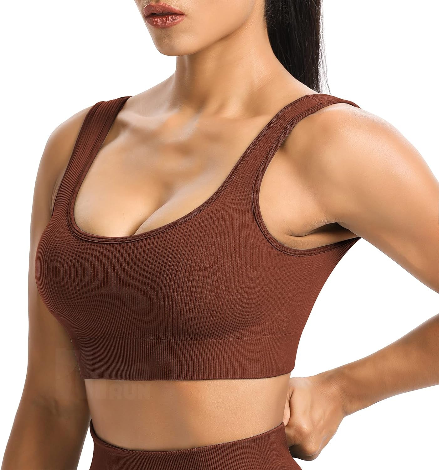 Sports Bra for Women Padded Bra Yoga Crop Tank Tops Fitness Workout Running Top Brown L