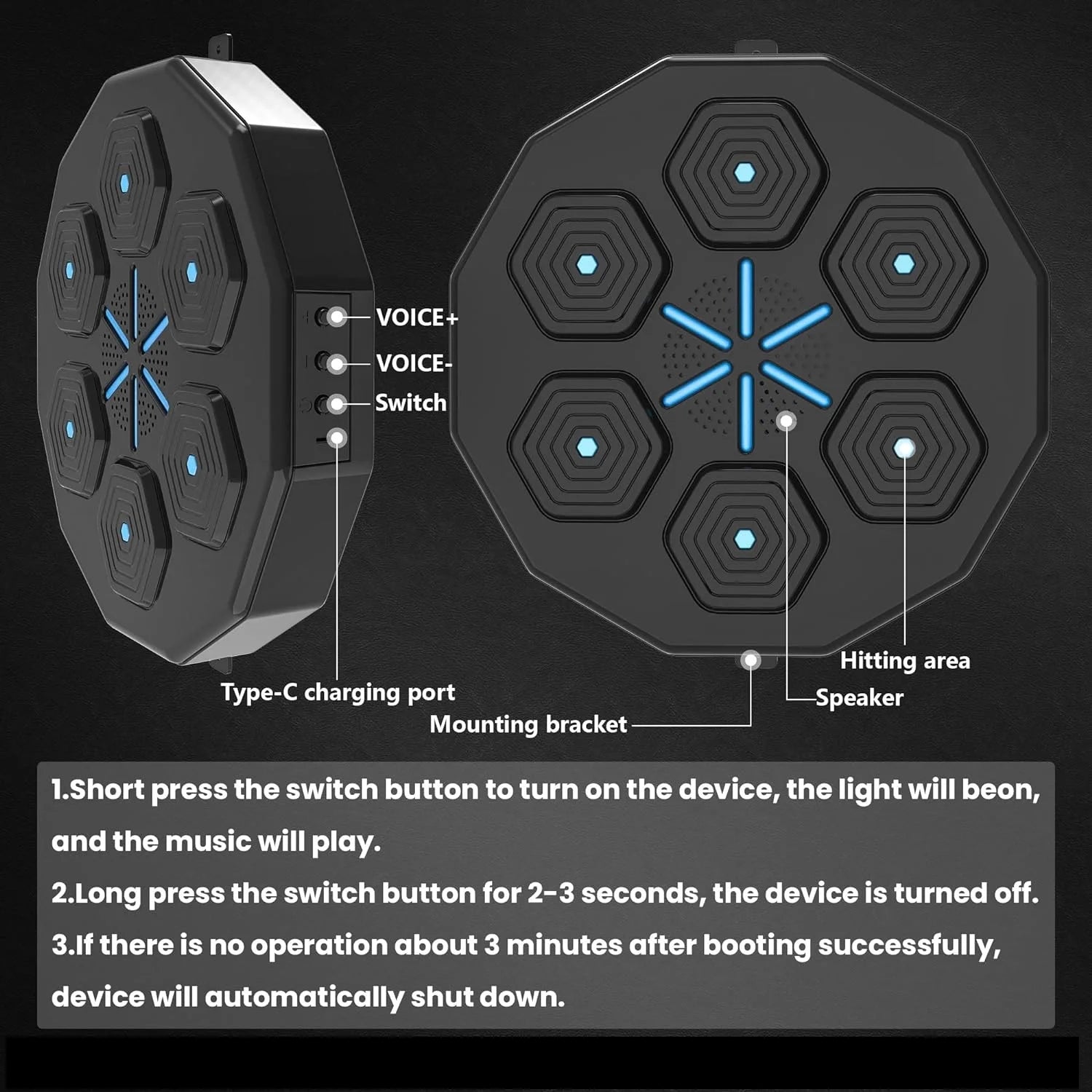 Music Boxing Machine, 2025 New Smart Bluetooth Music Boxing Parent-Child Games, Wall-Mounted Exercise Equipment for Home Exercise New Fitness