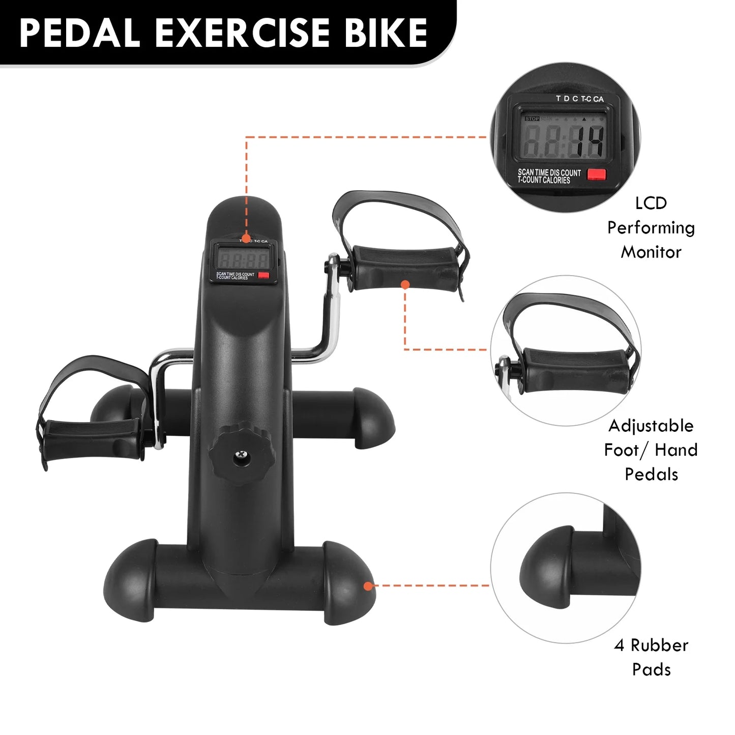 Desk Bike Pedal Exerciser, Mini Exercise Bike Stepper Indoor Exercise, Elder Bike Pedal Exerciser under Desk Fitness Equipment with LCD Screen Display