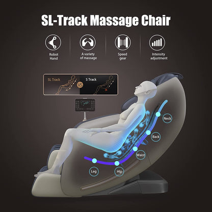 Massage Chair, Full Body Zero Gravity SL Track Massage Chair, Shiatsu Massage Chair Recliner with Heat Body Scan Foot Roller, Favor-06