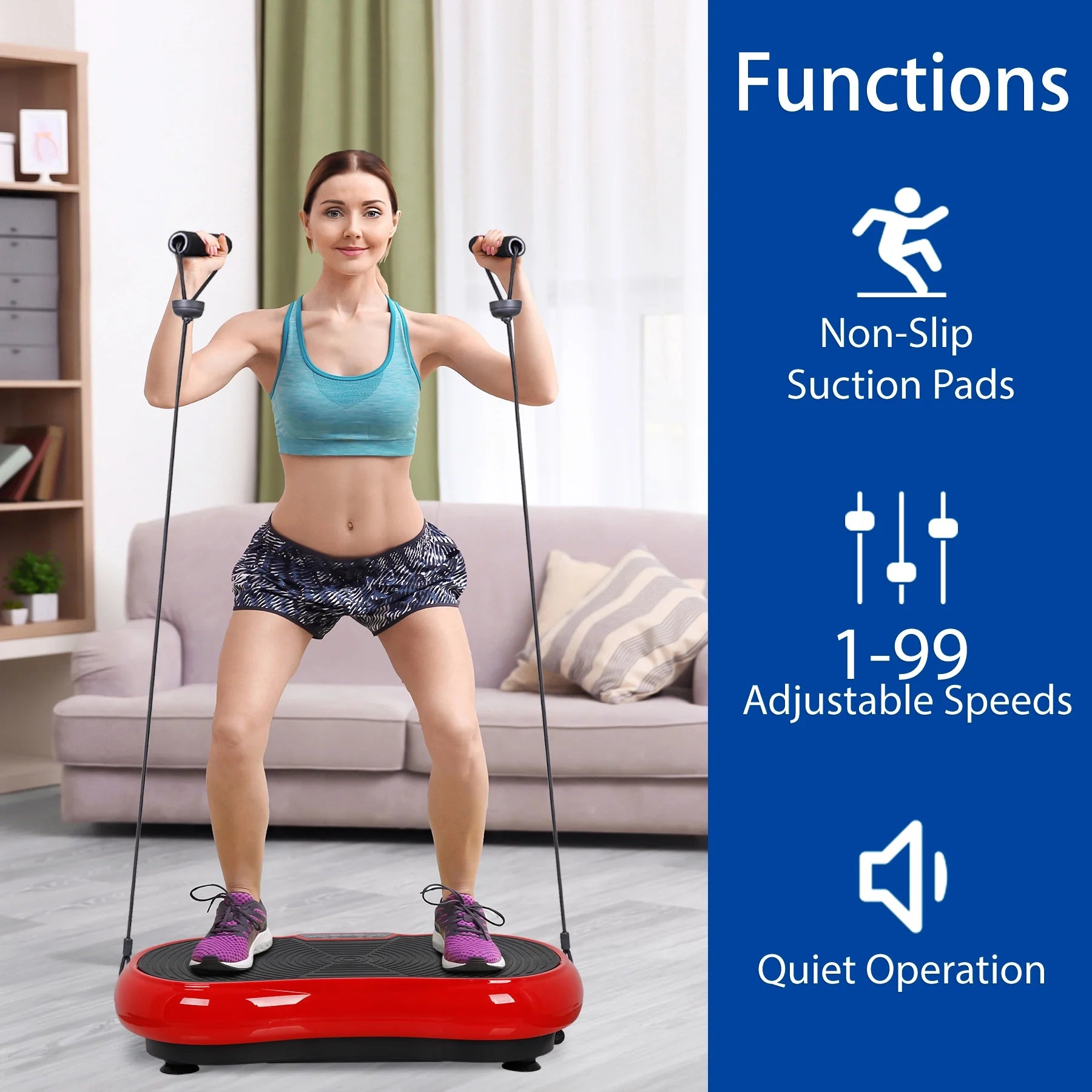 Vibration Plate Exercise Machine, Full Body Workout Home Platform W/Bluetooth Red