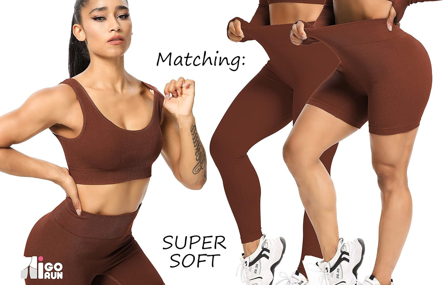 Sports Bra for Women Padded Bra Yoga Crop Tank Tops Fitness Workout Running Top Brown L