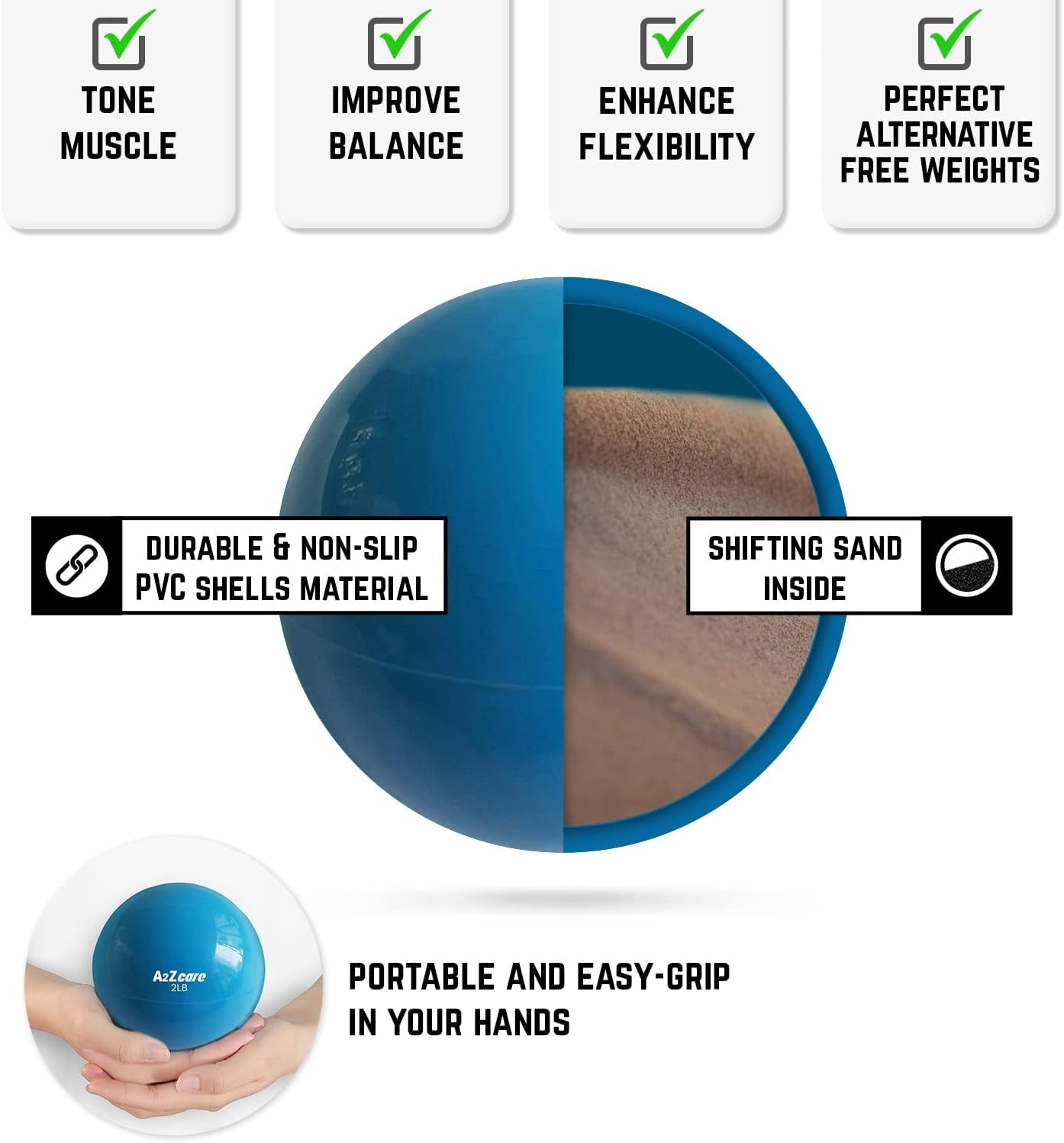 Weighted Toning Ball - Soft Medicine Ball for Pilates, Yoga, Physical Therapy, and Fitness Training