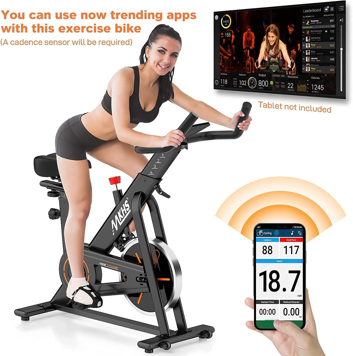 Silent Magnetic Resistance Indoor Cycling Bike, Fully Adjustable Design for All People, Stationary Exercise Bikes for Home (400 Lbs Weight Capacity)