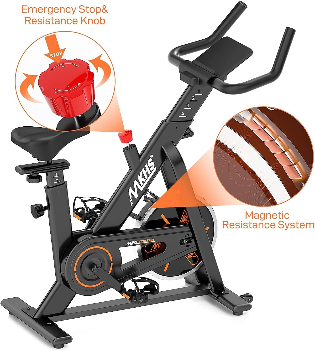 Silent Magnetic Resistance Indoor Cycling Bike, Fully Adjustable Design for All People, Stationary Exercise Bikes for Home (400 Lbs Weight Capacity)